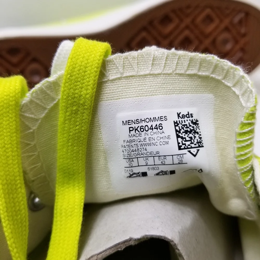 Keds Sneakers Men’s 10 Wild Lime Neon Canvas NIB Retro Streetwear